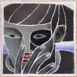 Vojtěch Kovařík, Snake Eyes, 2020, ceramic and acrylic on wood, in artist's frame