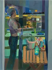 Mikey Yates, Inside Out (with Painting by Leanna Carey), 2022, oil and acrylic on canvas