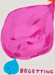 Untitled by David Shrigley, 2017, acrylic on paper, sold Mar 2025
