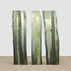Branching (Green Forest) by Katja Novitskova, 2014, digital print on aluminium, in 3 parts, sold Jun 2025