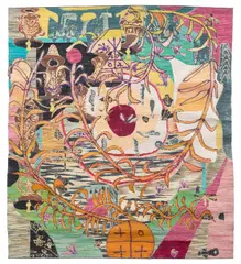 Yann Gerstberger, Planta Epoca Colonial Firma 74, 2018, cotton, linoleum, neoprene glue and natural pigments