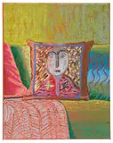 Jj Manford, Mose Tolliver Pillow, 2022, oilstick, oil pastel and Flashe on linen