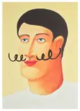 Nicolas Party, Portrait with a Mustache, 2013, screenprint on offset lithograph