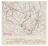 Douglas Huebler, Schenectady-Albany Lozenge Proposal, 1968, ink on map laid down on board with ink and pencil