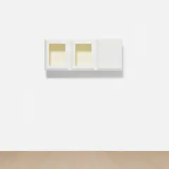 Elad Lassry, Untitled (SW White Cabinet), 2013, MDF, tempered glass and paint