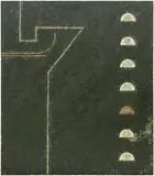 László Mulasics, Kepzeletbeli Ejszaka, 1988, oil, wax and glitter on canvas mounted on panel