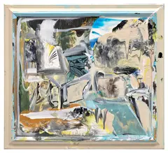 Katy Moran, rest #refresh, 2021, acrylic on found painting, in artist's frame