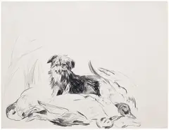 Skippy and his friends by Karen Kilimnik, 1991, graphite on paper, sold Jun 2025