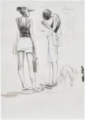 Charles Avery, Untitled (Two Girls), 2011, graphite, pen, ink and acrylic on paper