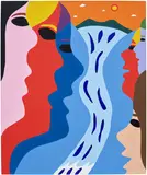 James Ulmer, Blue River, 2023, acrylic, Flashe and graphite on canvas