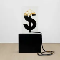Andrei Molodkin, $, 2006, acrylic resin and crude oil, aluminium podium