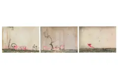 Nigel Cooke, Three works: (i) Urban Message Mirror No 3; (ii) Urban Message Mirror No 4; (iii) Urban Message Mirror No 5, 2002, watercolour and acrylic on paper, in 3 parts