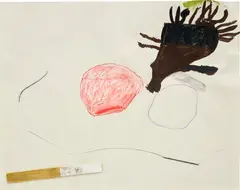 SoiL Thornton, Gash Term Allergy, Plum Allergy, Smoke Allergy, 2015, acrylic, ink, grease pencil and wood collage on paper