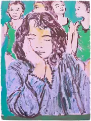 Claire Tabouret, Patricia with her eyes closed (pale), 2019, acrylic and ink on paper