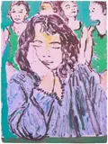 Claire Tabouret, Patricia with her eyes closed (pale)