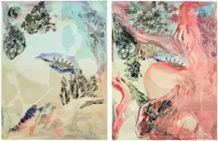 Francesca Mollett, Mussel Hunter, 2020, monotype, diptych