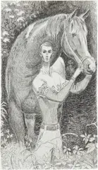 Jansson Stegner, Study for Boy with a Horse, 2022, ink and graphite on paper