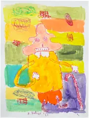 André Butzer, Untitled, 2021, watercolour, crayon and pencil on paper