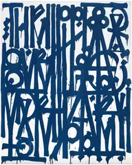 RETNA, Triple, Double, Quadruple, 2025, enamel and diamond dust on canvas
