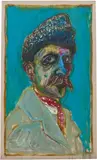 Billy Childish, Self-portrait in Astrachan Hat, 2011, oil and charcoal on linen