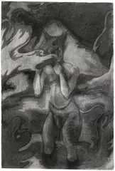 Sedrick Chisom, The Low Frequency Shade Broadcasted By A Donestre Towards The Story of The Altrightland in The Age of Monster, 2019, charcoal on paper