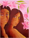 Hiba Schahbaz, Portrait with Lilies, 2021, oil on linen