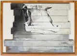 Oliver Clegg, III, 2013, oil on floorboards, in artist's frame