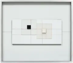 Untitled (Project) by Anthony Hill and Gillian Wise, 1958, ink, acrylic, perspex, glass and formica relief on Masonite, offered Oct 2025
