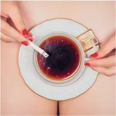 Tyler Shields, Coffee and Cigarettes, 2018, chromogenic print, mounted