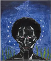 Victor Ubah, Ultralight Visit, 2021, acrylic on canvas