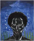 Victor Ubah, Ultralight Visit, 2021, acrylic on canvas