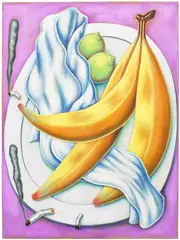 Pedro Pedro, Cigarettes in Bed, 2017, oil and textile paint on linen