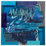 Patrick Alston, Atlantic Blues, 2020, acrylic, ink, oil, oilstick and spray paint on sewn tarp, canvas, plastic and fabric