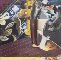Devin B. Johnson, Phantom Limb, 2019, oil, oil stick, acrylic, spray paint and paper collage on canvas