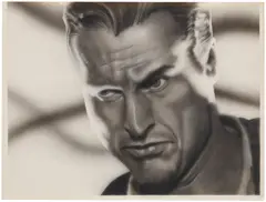 Jim Shaw, Untitled (Noir Portrait Series), 1978, graphite and airbrush on paper