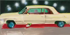 Show Some Leg by Taylor Simmons, 2022, oil and spray paint on canvas, offered Feb 2025