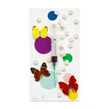 Damien Hirst, Fun, 2008-10, Unique collage comprising syringe, needle, synthetic resin, butterflies, paracetamol pills and household gloss paint on canvas