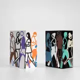 Day and Night by Julian Opie, 2021, The complete set of two acrylic block multiples with screenprint in colours on four sides, sold Jan 2025