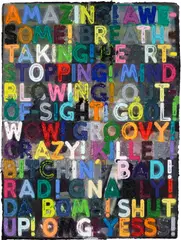 Mel Bochner, Amazing, 2012, Monoprint with collage, engraving, embossing and oil paint in colours, on handmade and hand-dyed Twinrocker paper, the full sheet