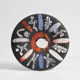Pablo Picasso, Motifs no. 45 (Patterns no. 45) (A.R. 465), 1963, White earthenware round plate painted in colours with partial brushed glaze
