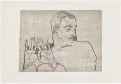 Egon Schiele, Bildnis Arthur Roessler (Portrait of Arthur Roessler) (K. G. 8c2), 1914/70, Drypoint, on Japan paper, with full margins