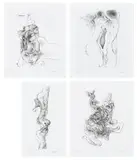 Hans Bellmer, Les Mystères du confessionnal (The Mysteries of the Confessional), 1973, The complete set of nine engravings, on Auvergne paper, with full margins, with title page, justification, and accompanying text, all contained in the original purple cloth-covered portfolio with gold printed artist's name