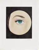 René Magritte, L'oeil, plate 2 from Le lien de paille (The Eye, from The Straw Link) (K. & B. 17), 1968, Etching and aquatint in colours, on Japon nacré paper, with full margins