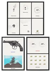 Marcel Broodthaers, Das Recht (The Law) (V. 8), 1972, The complete set of three offset lithographs in colours, on Schoeller-Turm cardboard, the full sheets