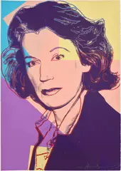 Mildred Scheel (F. & S. 238) by Andy Warhol, 1980, Screenprint in colours with diamond dust, on Arches 88 paper, the full sheet, sold Jan 2025