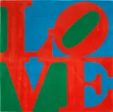 Robert Indiana, Classic Love, 1995, Skein dyed, hand carved and hand tufted archival New Zealand woollen rug, with natural latex backing