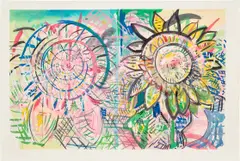 Pat Steir, Sunflower, 1986, Woodcut in colours, on Echizen-Mashi paper, with full margins
