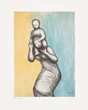 Henry Moore, Mother and Child VIII, from Mother and Child (C. 678), 1983, Etching and aquatint in colours, on Arches paper, with full margins