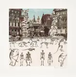 Peter Blake, Ludgate Circus - Day of the Skeletons, from The London Suite, 2012, Screenprint in colours, on Somerset paper, with full margins