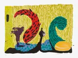 David Hockney, Pushing Up, from Some More New Prints (G. 1622, M.C.A.T. 340), 1993, Lithograph and screenprint in colours, on Arches 88 paper, with full margins